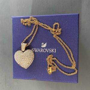 Swarovski Puff Heart Gold Tone Pendant Necklace 32
